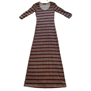 3 for $30 ⚡️ Striped Maxi Dress - sz S - Maroon and Taupe/Cream - SOFT - EUC
